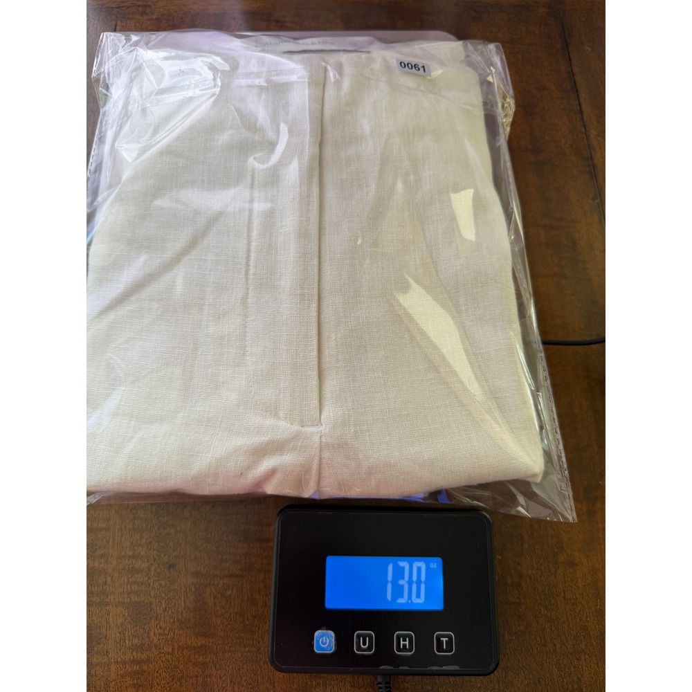 Abercrombie & Fitch Women Cream Linen Blend Crop Pants Size 16 33 Flat Front - Picture 13 of 13